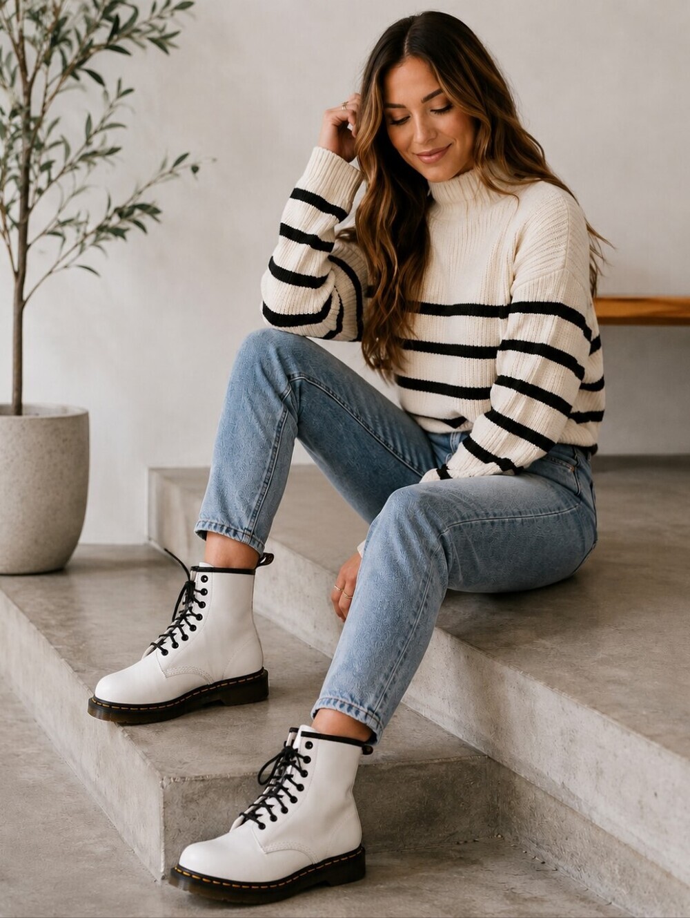 Dr. Martens 1460 White Patent Leather Lace Up Boots Size 8